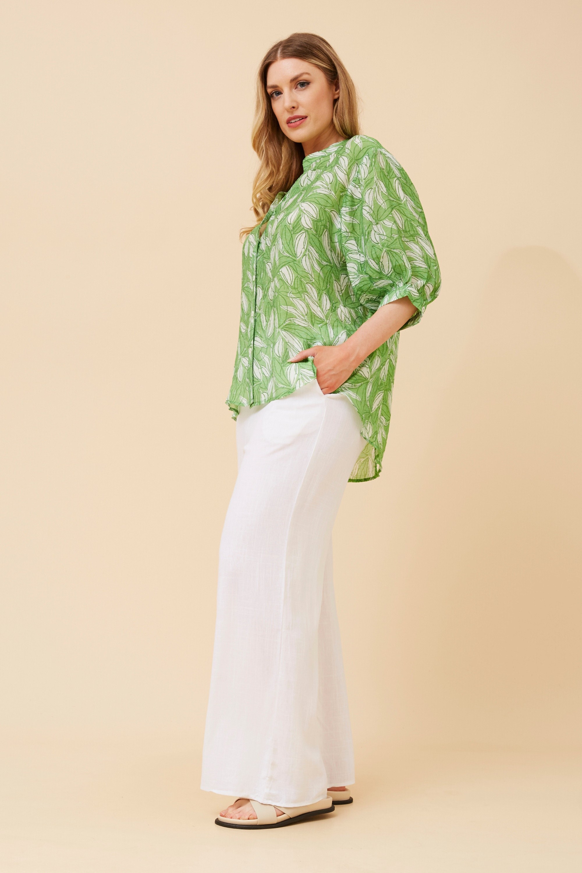BELINA LEAF PRINT SHIRT