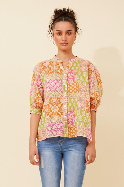 BELINA PATCHWORK PRINT SHIRT