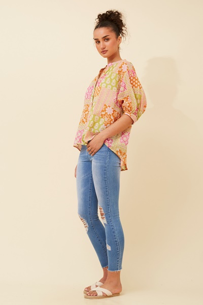 BELINA PATCHWORK PRINT SHIRT