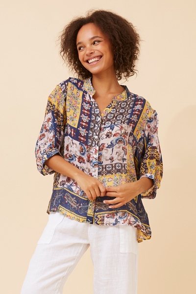 BELINA PATCHWORK PRINT SHIRT