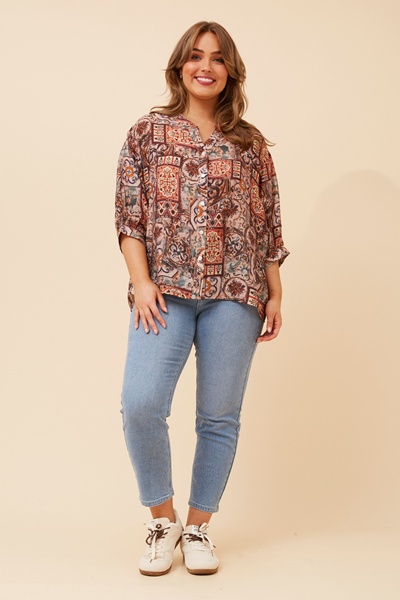 BELINA PATCHWORK PRINT SHIRT