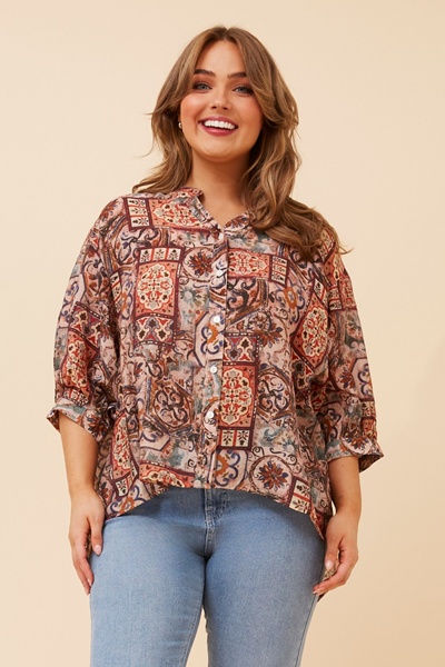 BELINA PATCHWORK PRINT SHIRT