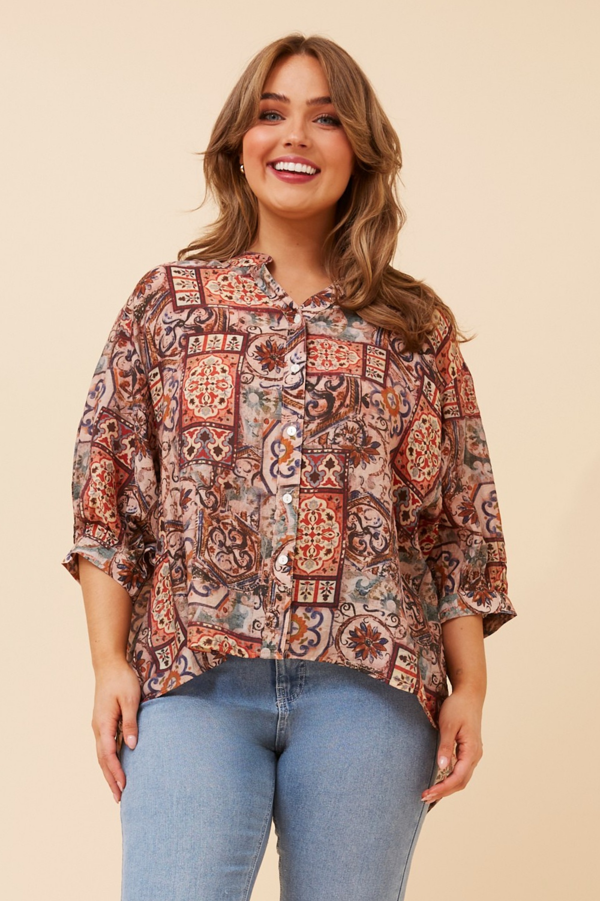 BELINA PATCHWORK PRINT SHIRT