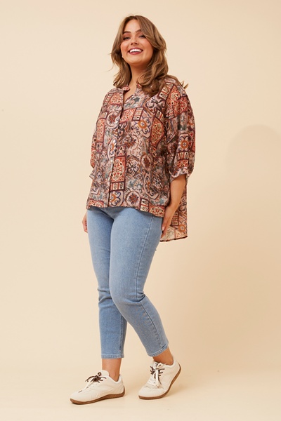 BELINA PATCHWORK PRINT SHIRT