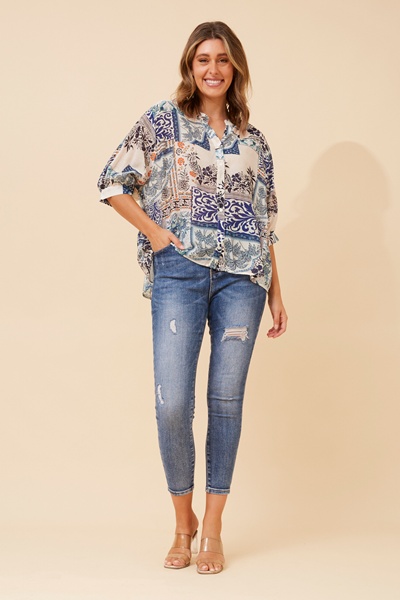 BELINA PATCHWORK PRINT SHIRT