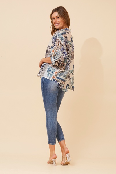BELINA PATCHWORK PRINT SHIRT