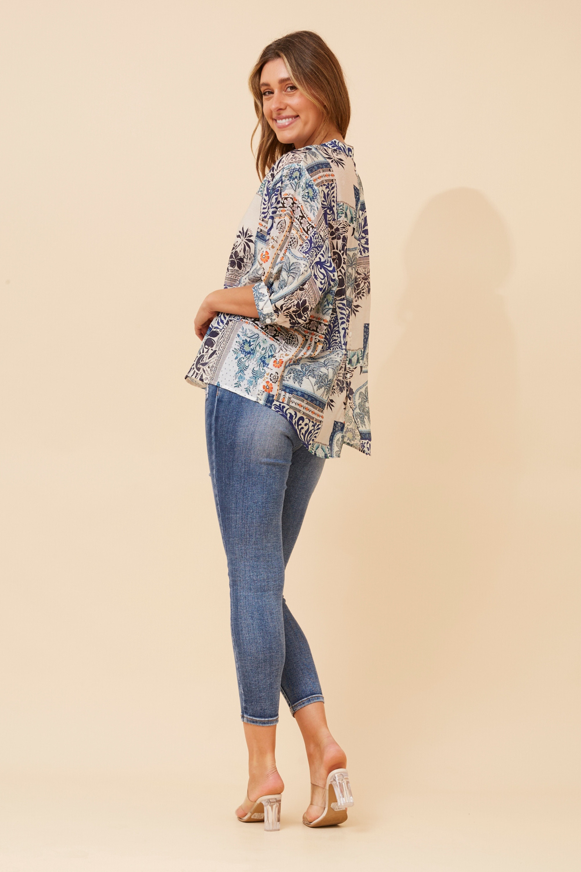 BELINA PATCHWORK PRINT SHIRT