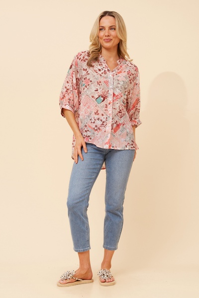 BELINA PATCHWORK PRINT SHIRT