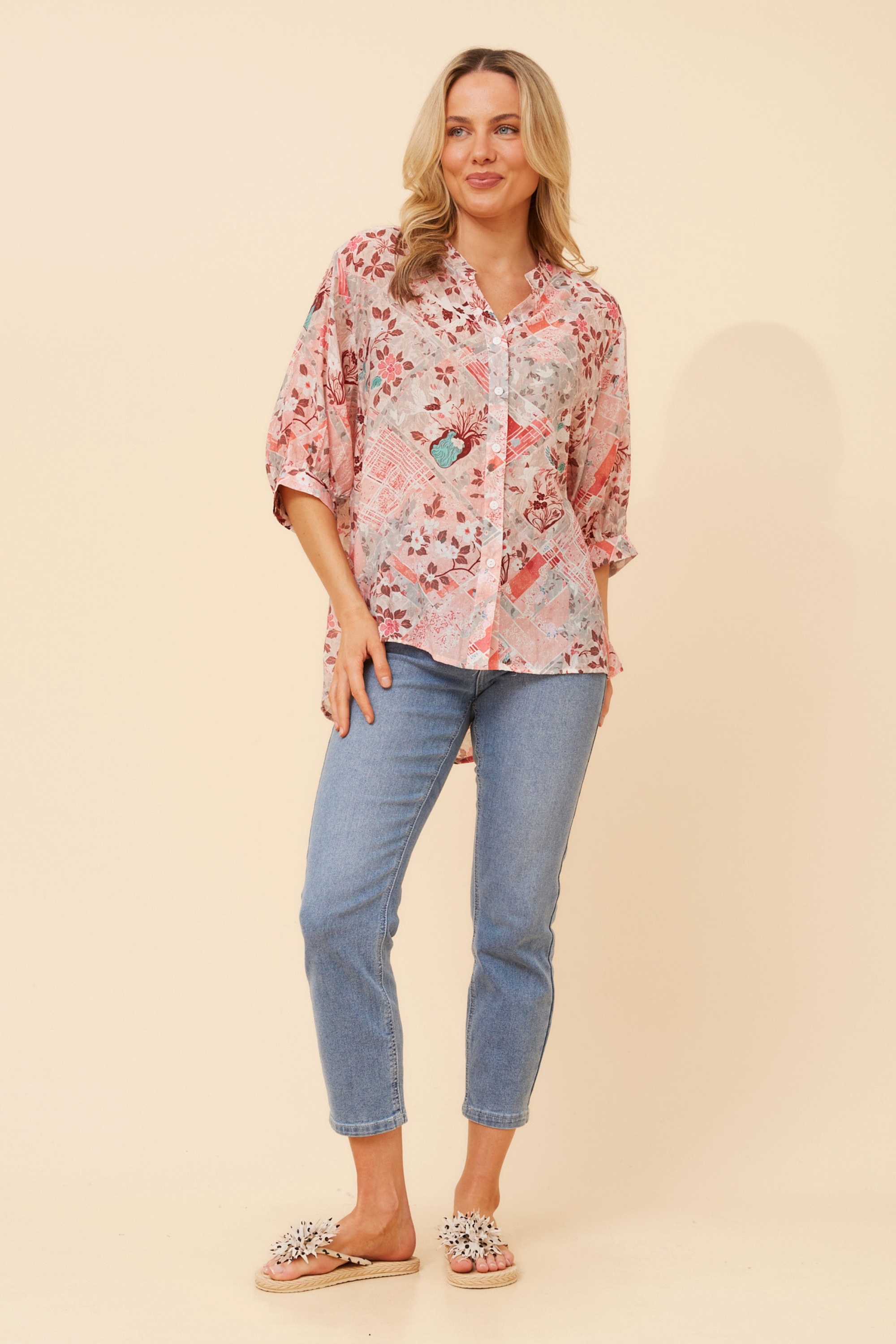 BELINA PATCHWORK PRINT SHIRT