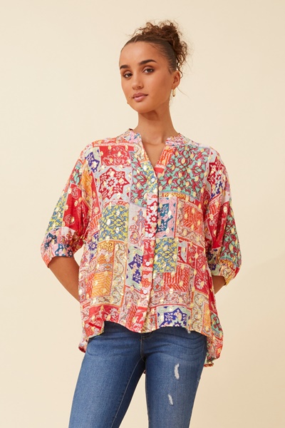 BELINA PATCHWORK PRINT TOP