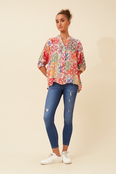 BELINA PATCHWORK PRINT TOP