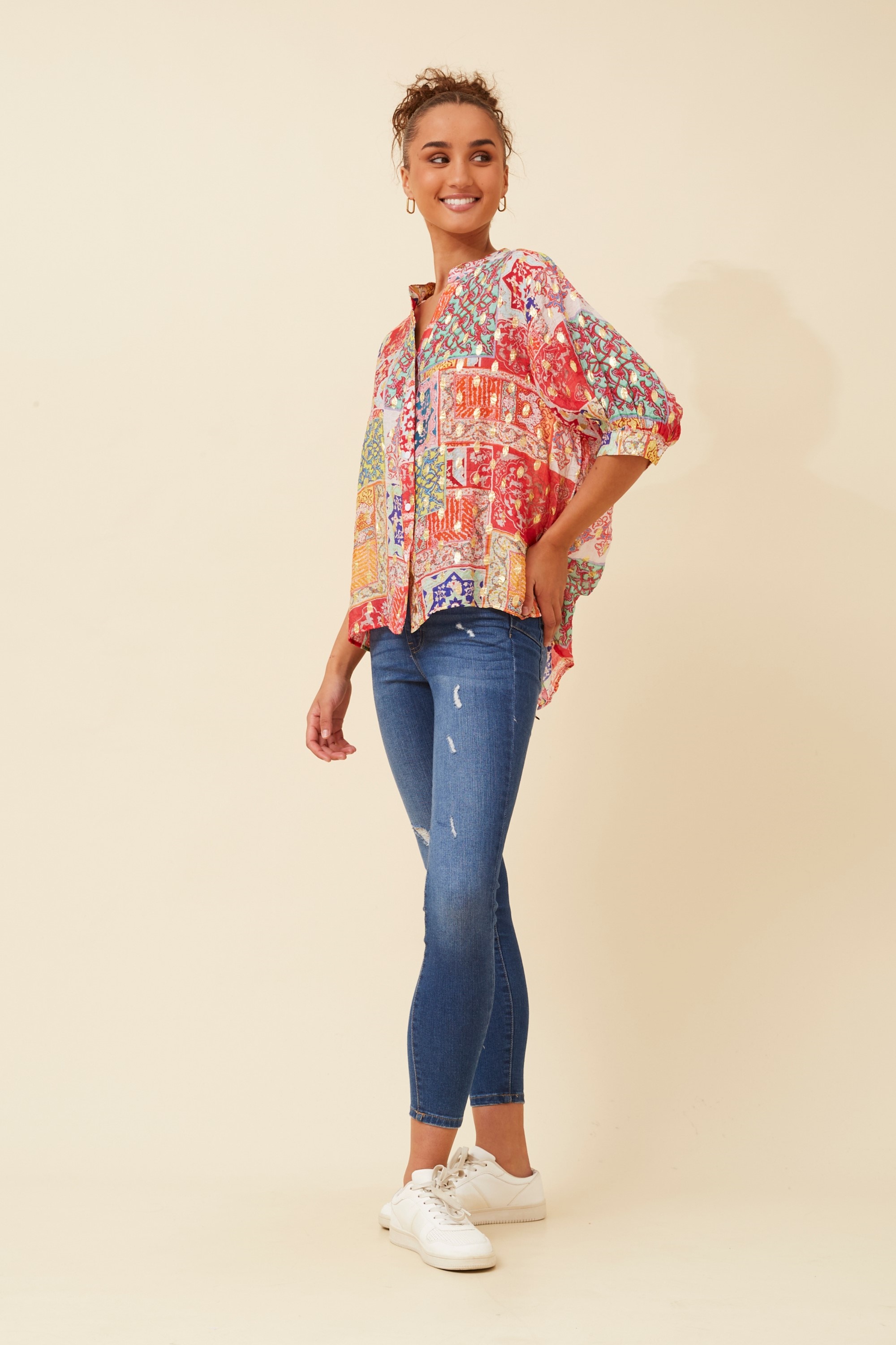 BELINA PATCHWORK PRINT TOP