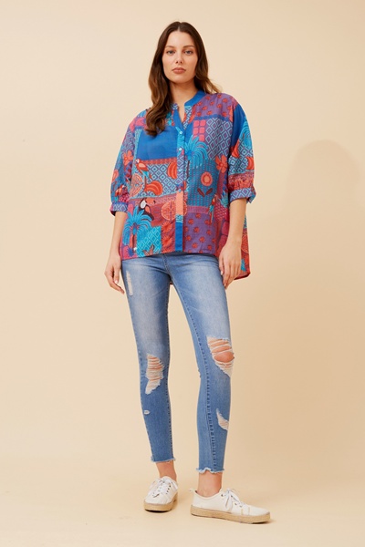 BELINA PATCHWORK PRINT TOP