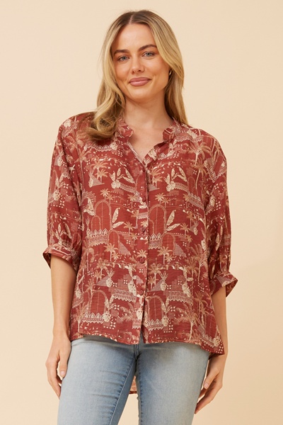 BELINA PLAM TREE PRINT TOP