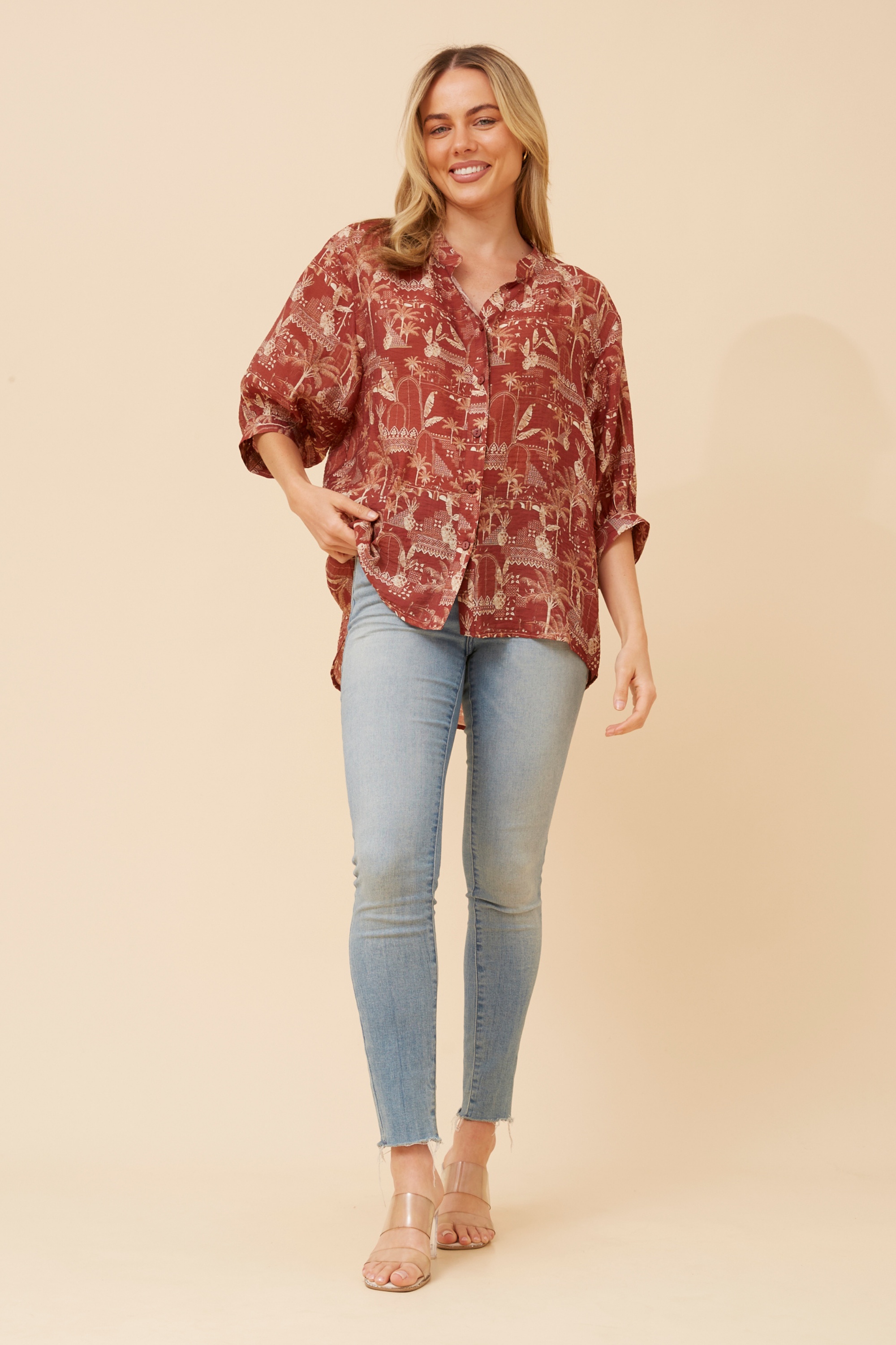 BELINA PLAM TREE PRINT TOP