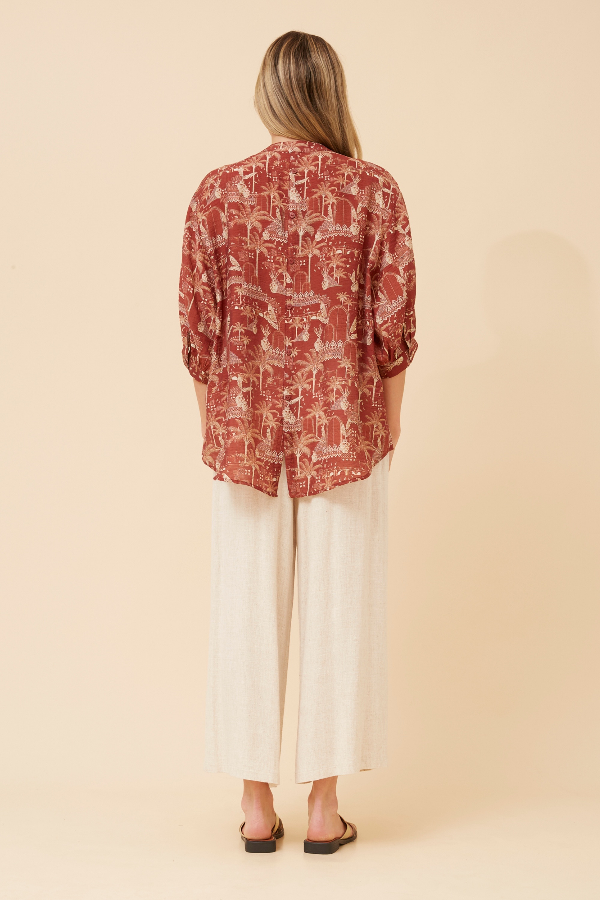 BELINA PLAM TREE PRINT TOP