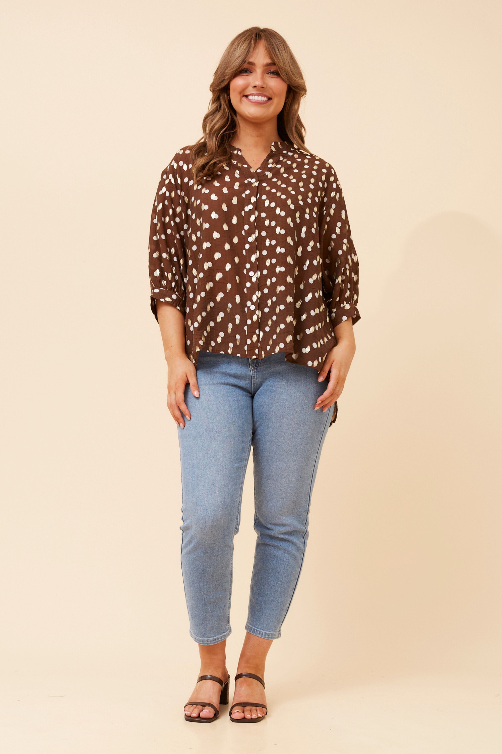 BELINA POLKA DOT PRINT SHIRT