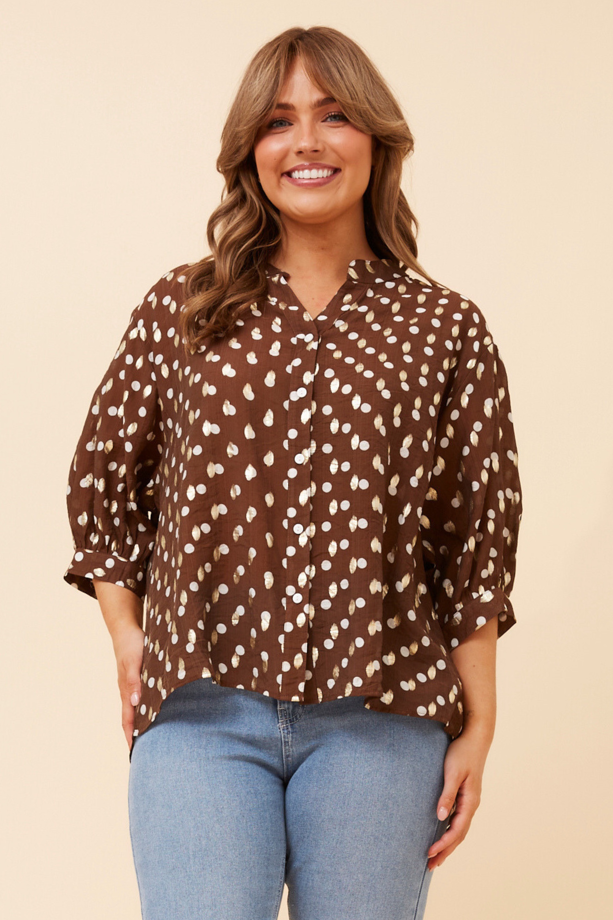 BELINA POLKA DOT PRINT SHIRT