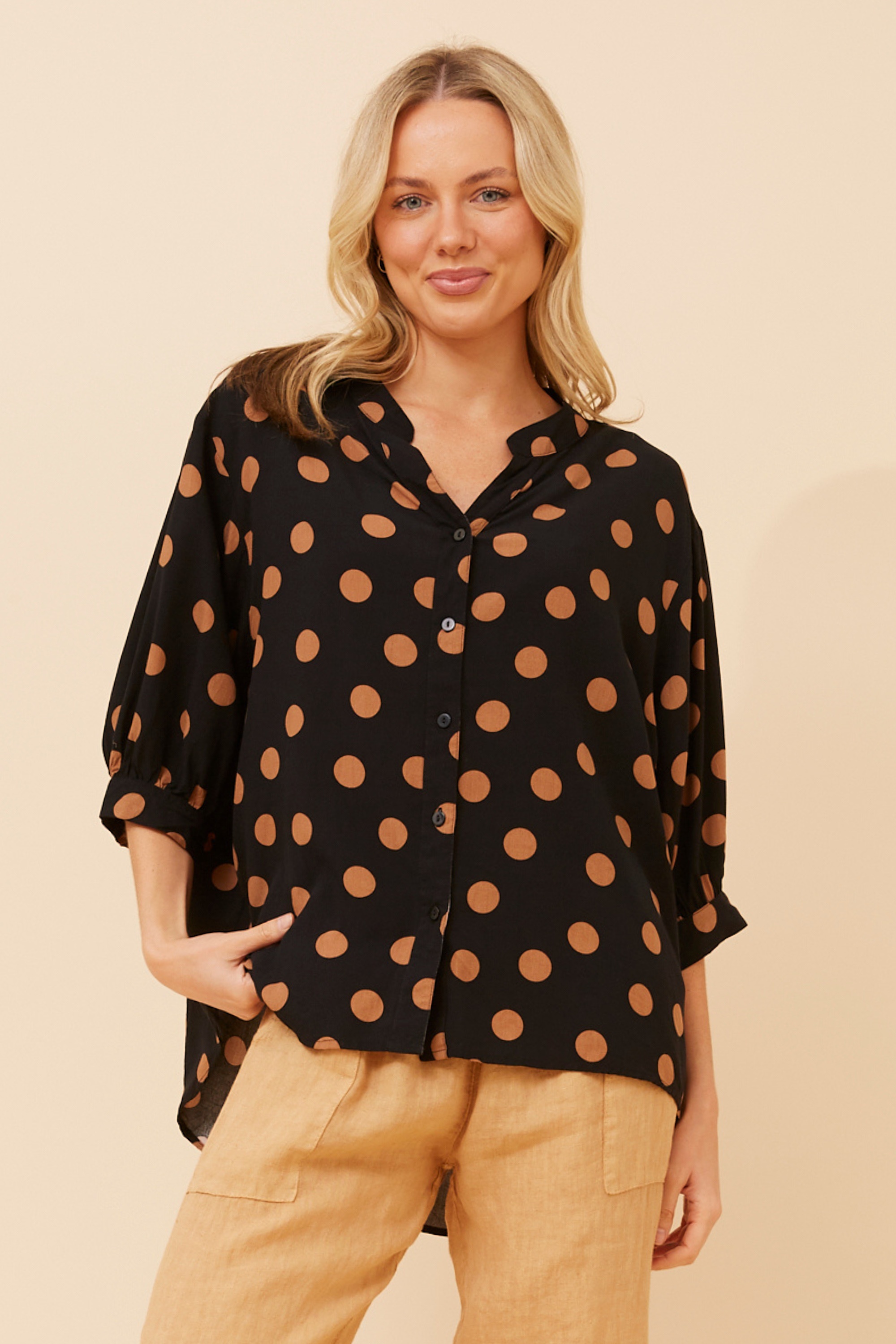 BELINA POLKA DOT PRINT SHIRT