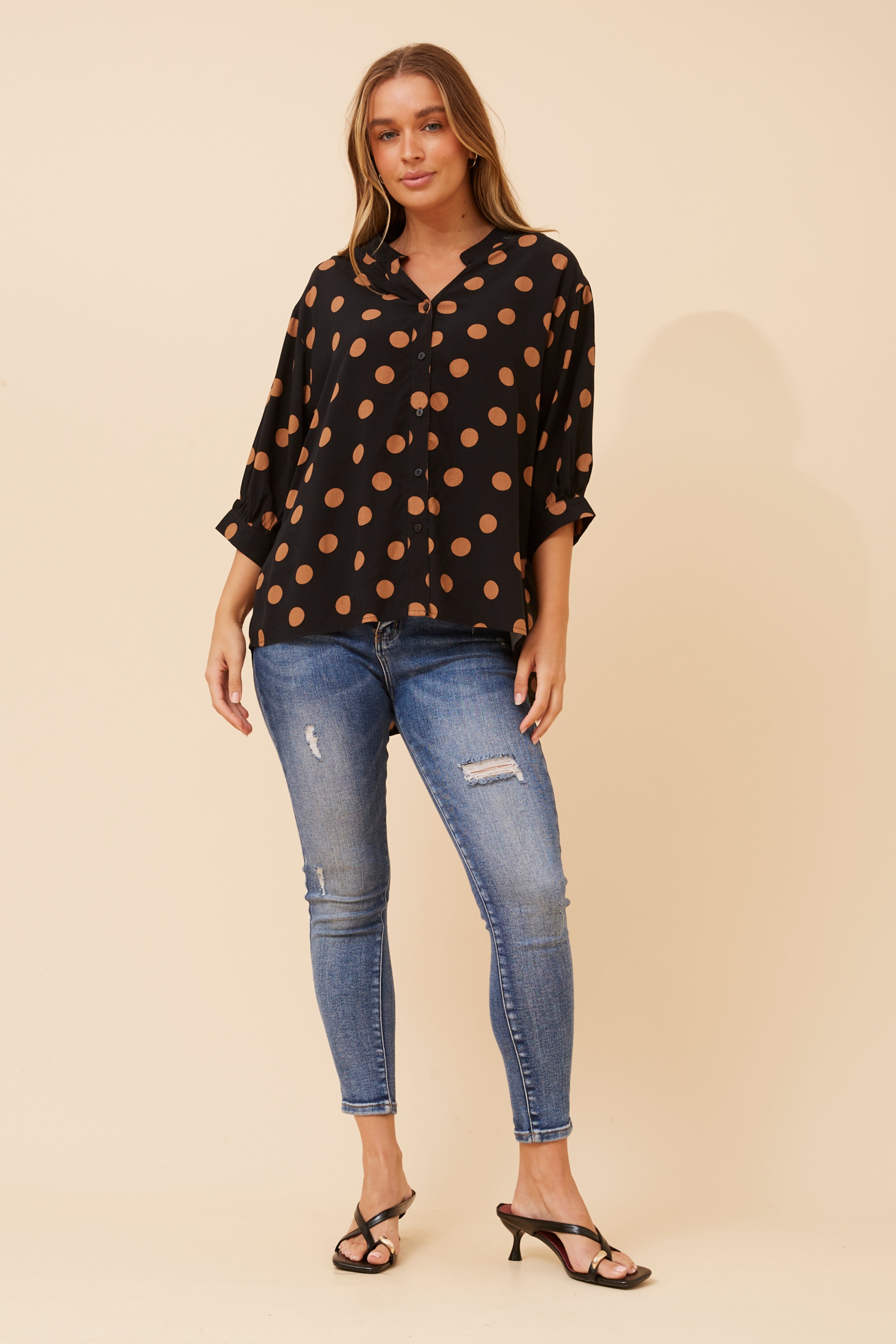 BELINA POLKA DOT PRINT SHIRT