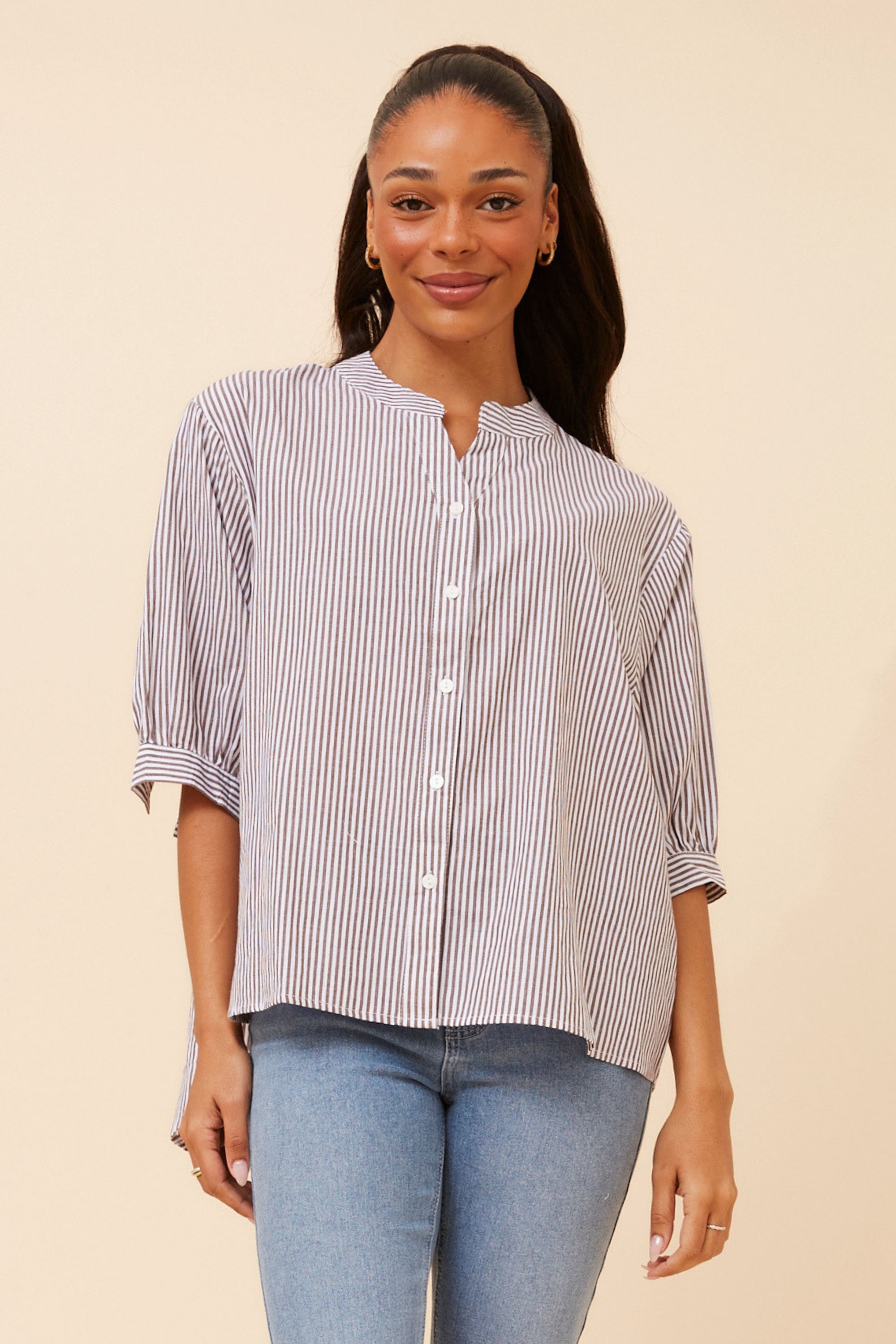 BELINA STRIPE PRINT SHIRT