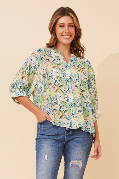 BELINA TILE PRINT SHIRT