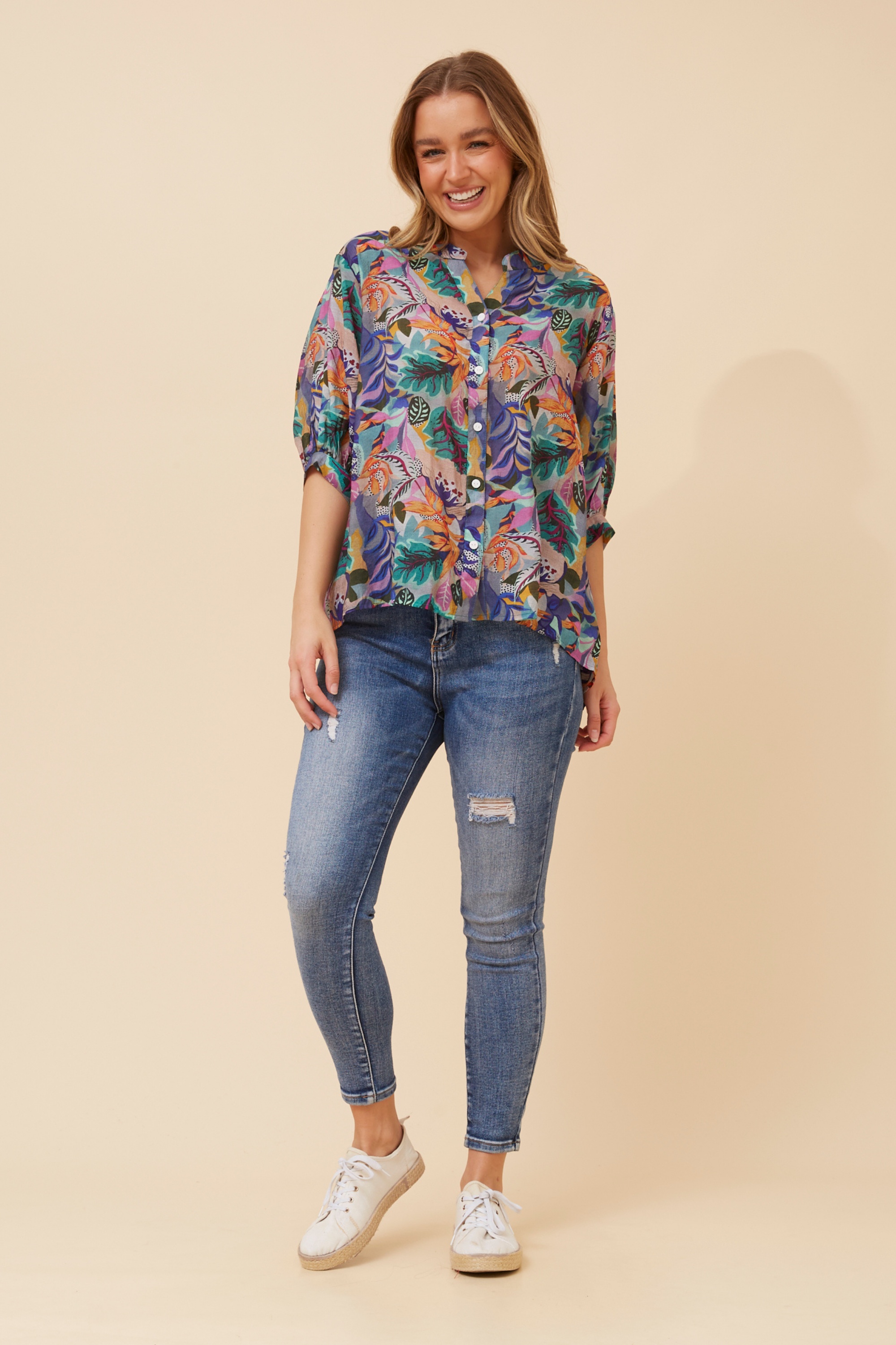 BELINA TROPICAL PRINT SHIRT