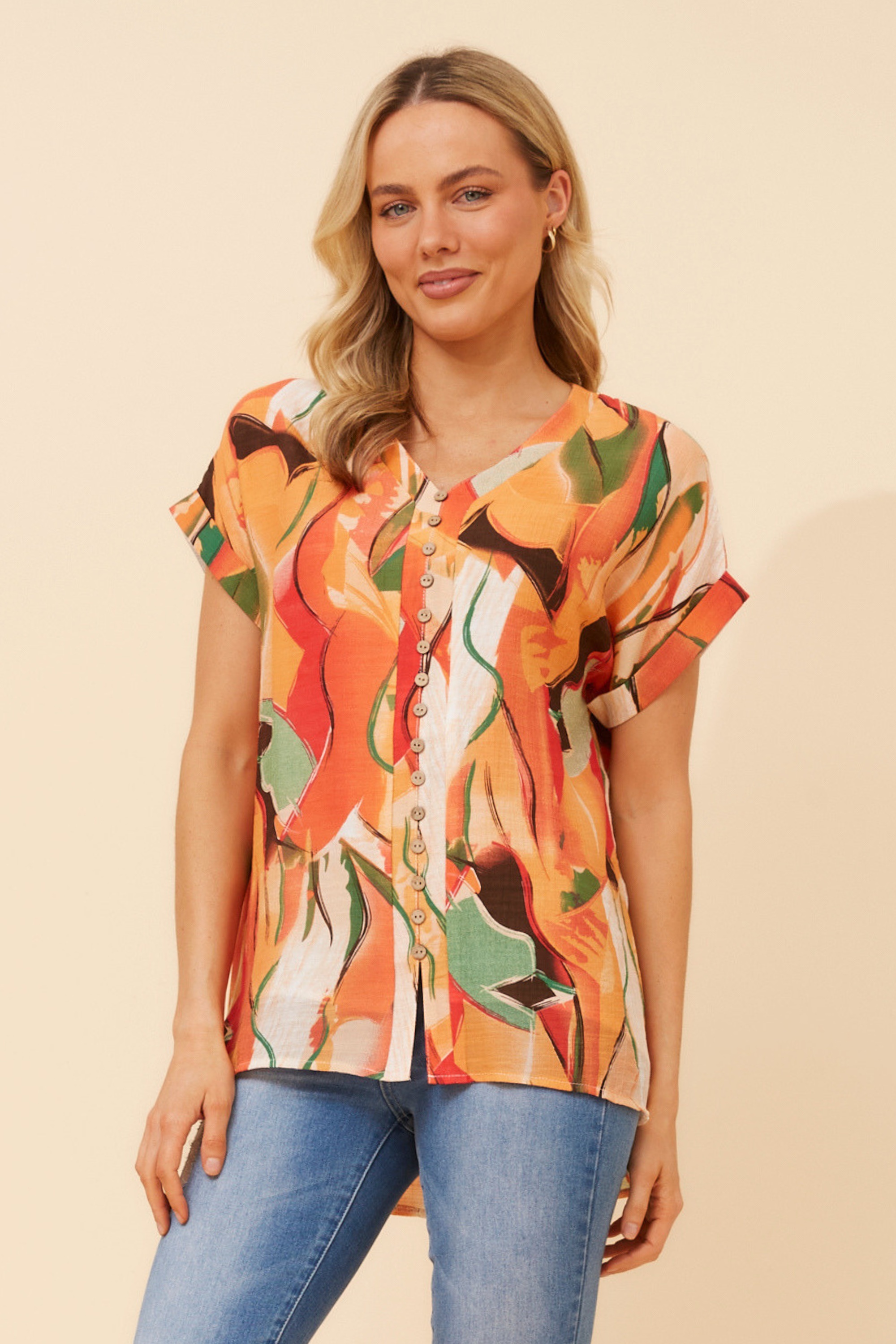 BELLA ABSTRACT PRINT TOP