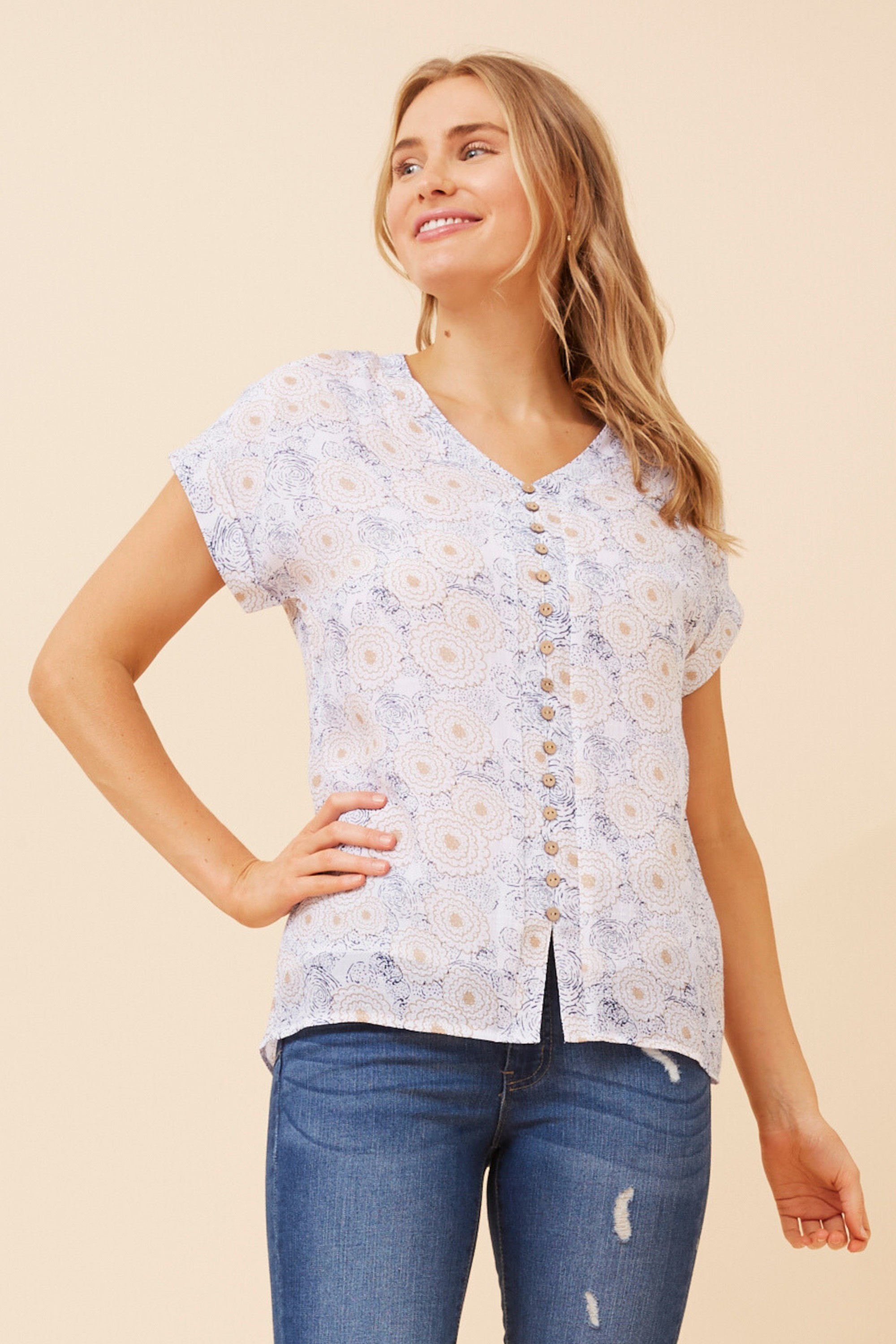 BELLA FLORAL DOUBLE LAYER TOP