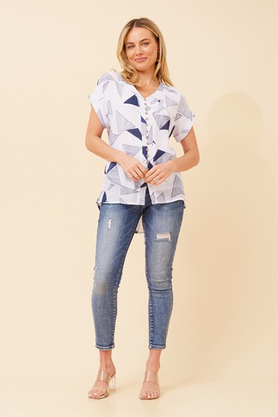 BELLA GEOMETRIC PRINT TOP