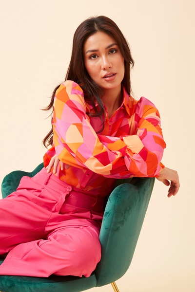 BELLE ABSTRACT PRINT SHIRT