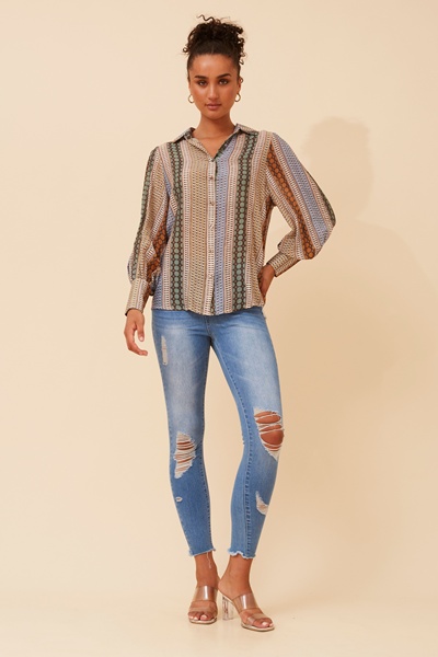 BELLE ABSTRACT PRINT SHIRT