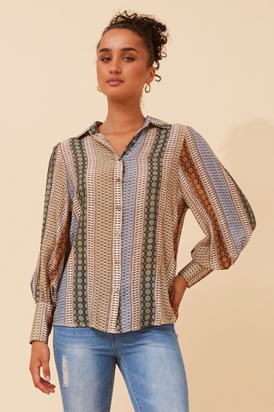 BELLE ABSTRACT PRINT SHIRT