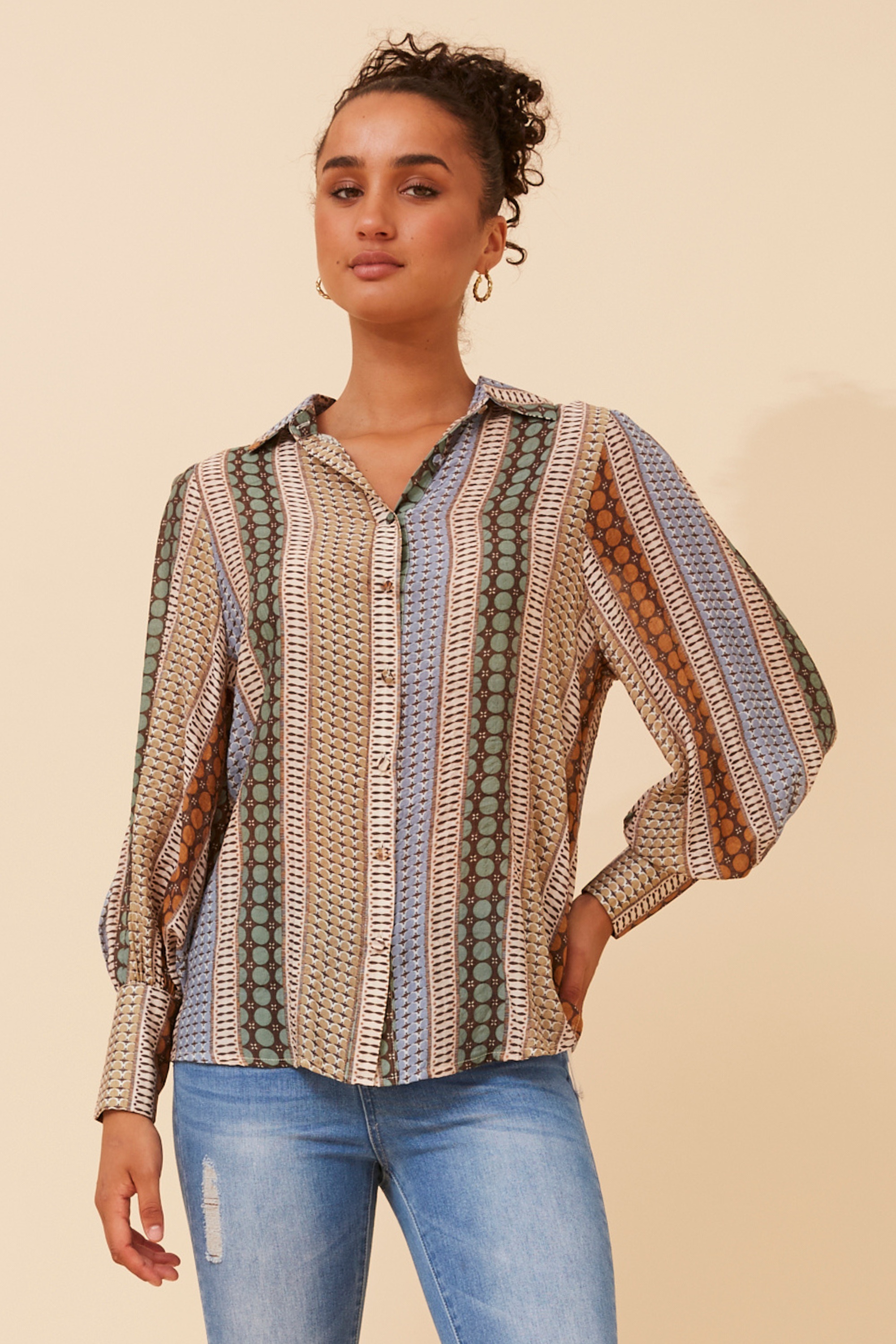 BELLE ABSTRACT PRINT SHIRT