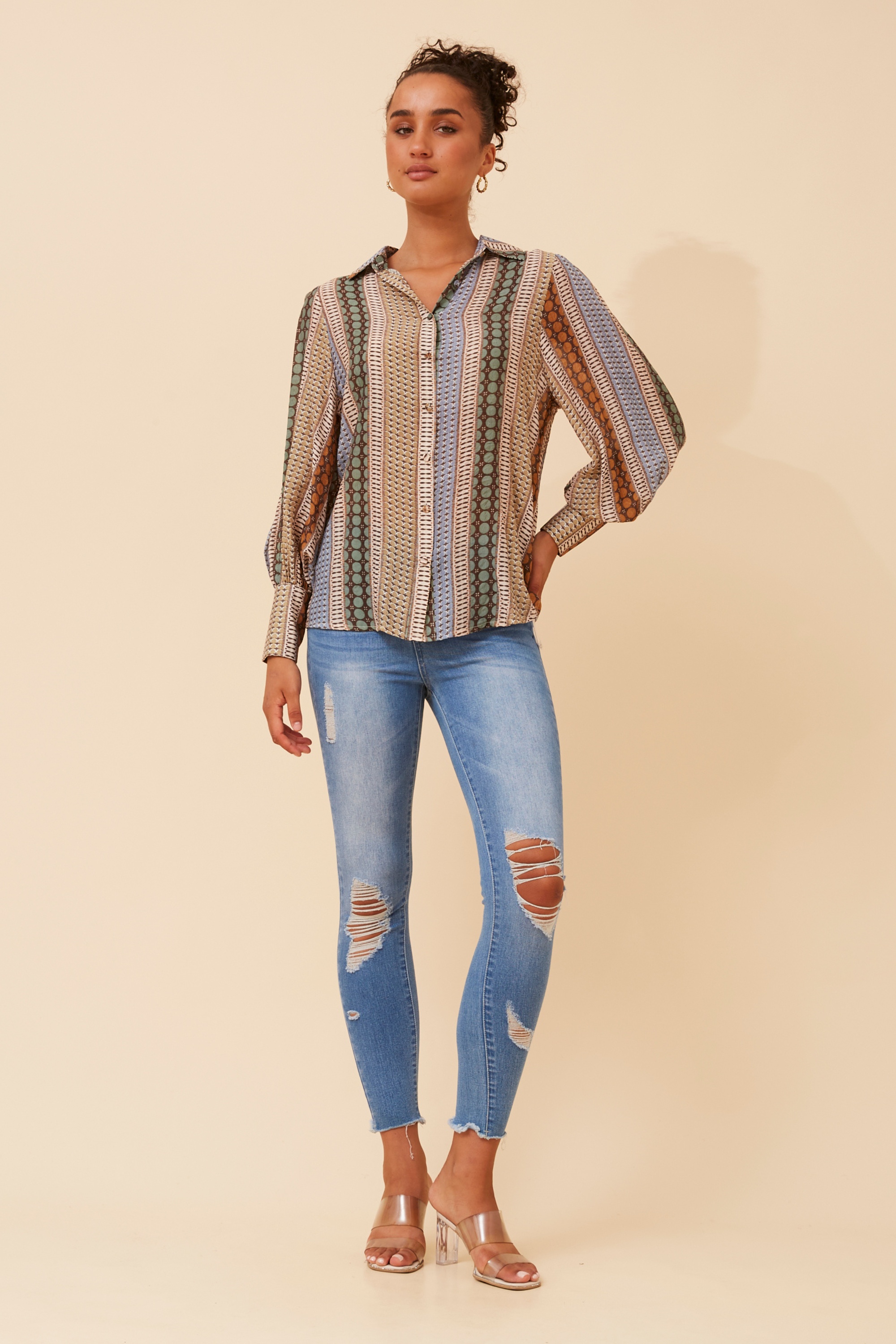 BELLE ABSTRACT PRINT SHIRT