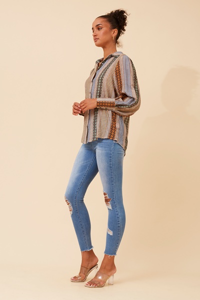 BELLE ABSTRACT PRINT SHIRT