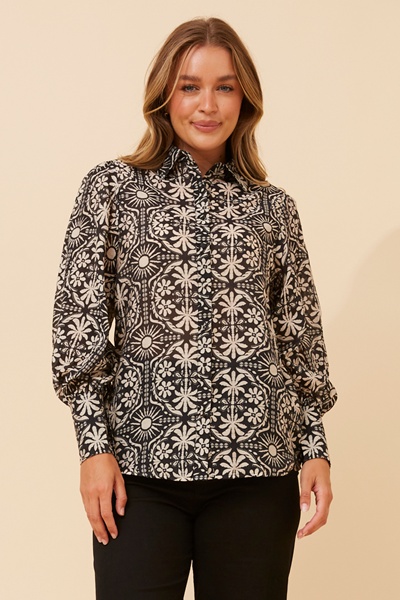 BELLE ABSTRACT PRINT SHIRT