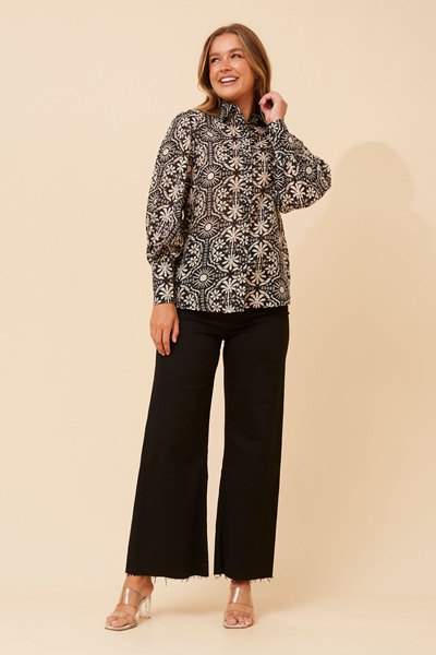 BELLE ABSTRACT PRINT SHIRT