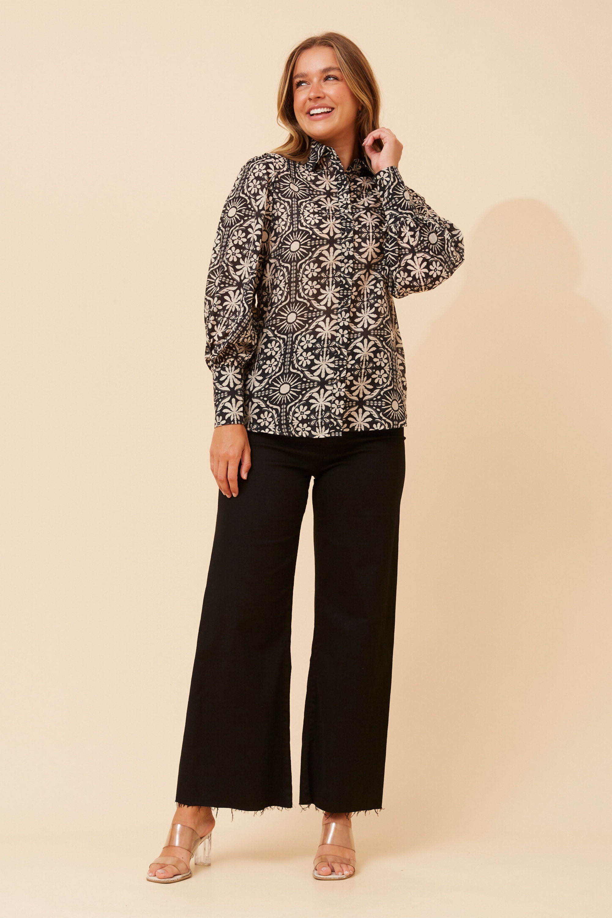 BELLE ABSTRACT PRINT SHIRT