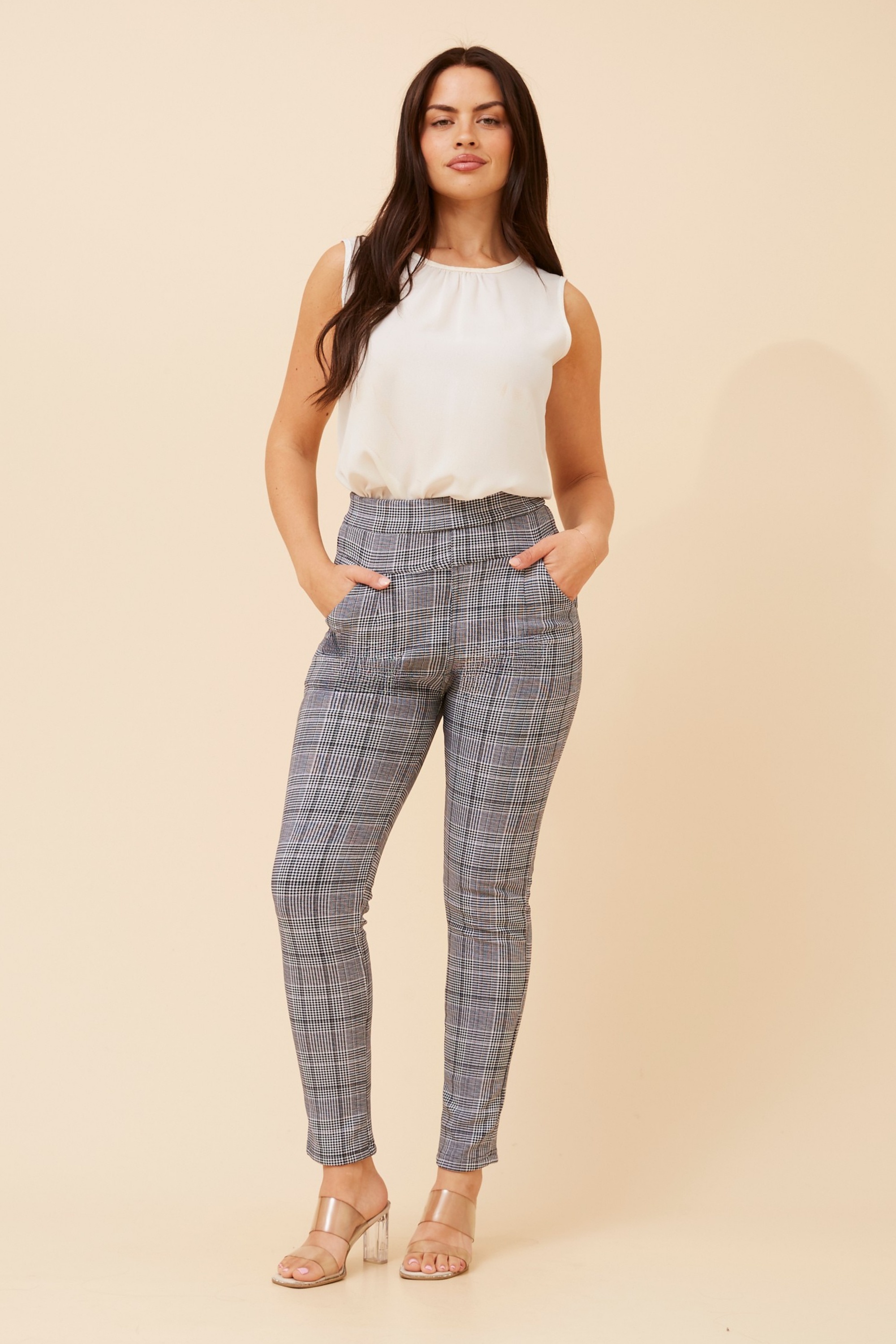 BELLEANNE CHECK PRINT LEGGINGS
