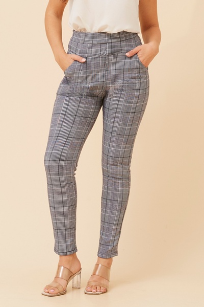 BELLEANNE CHECK PRINT LEGGINGS