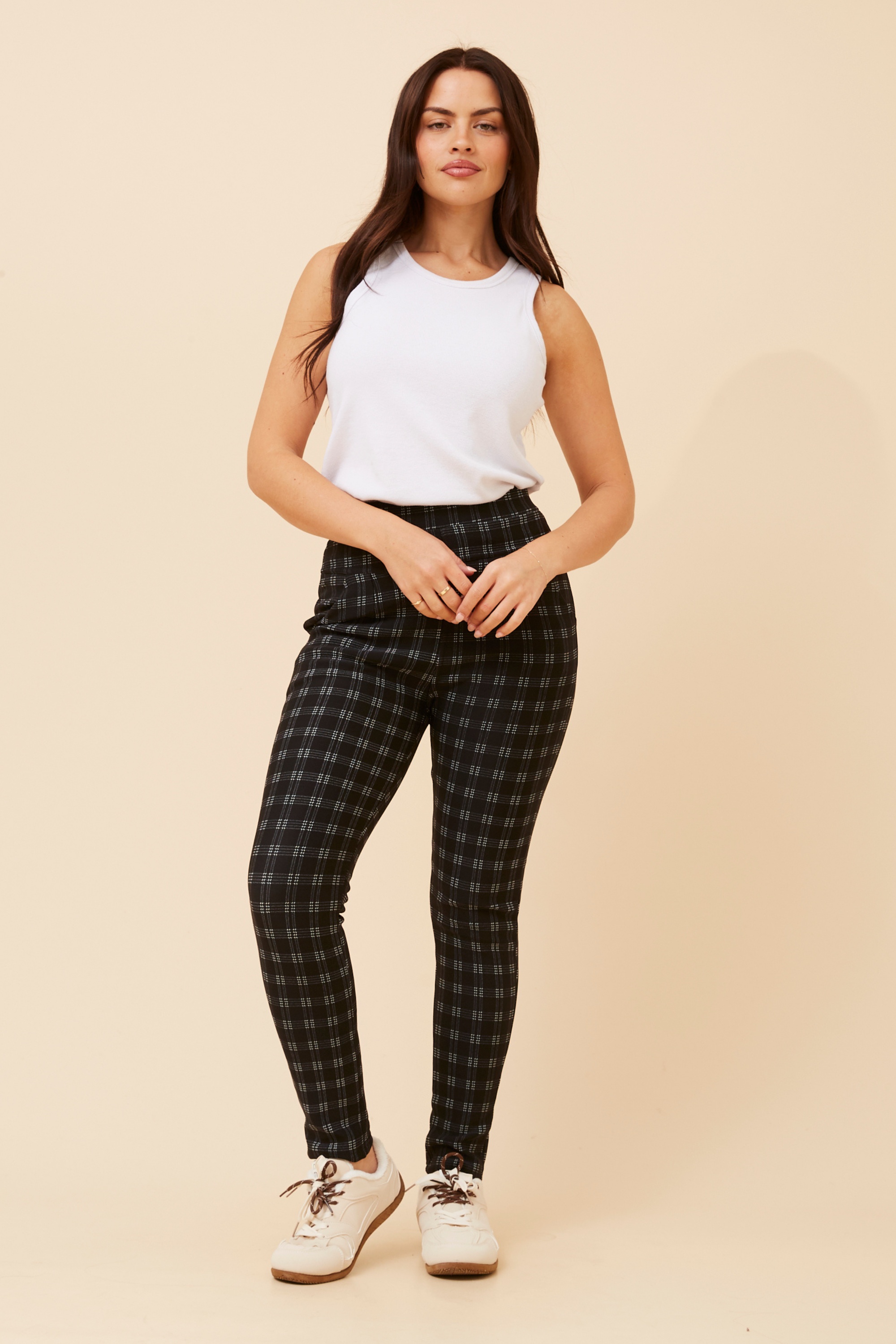 BELLEANNE CHECK PRINT LEGGINGS