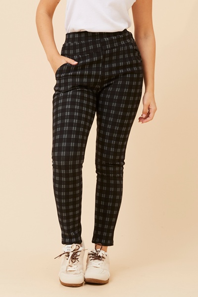 BELLEANNE CHECK PRINT LEGGINGS