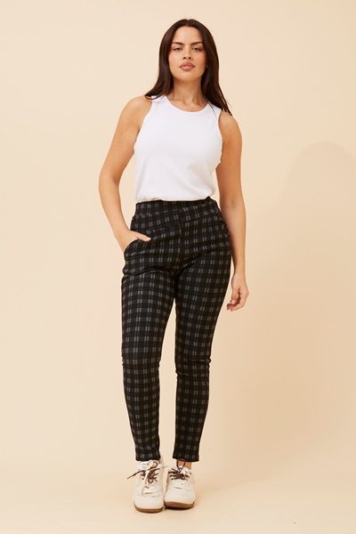 BELLEANNE CHECK PRINT LEGGINGS