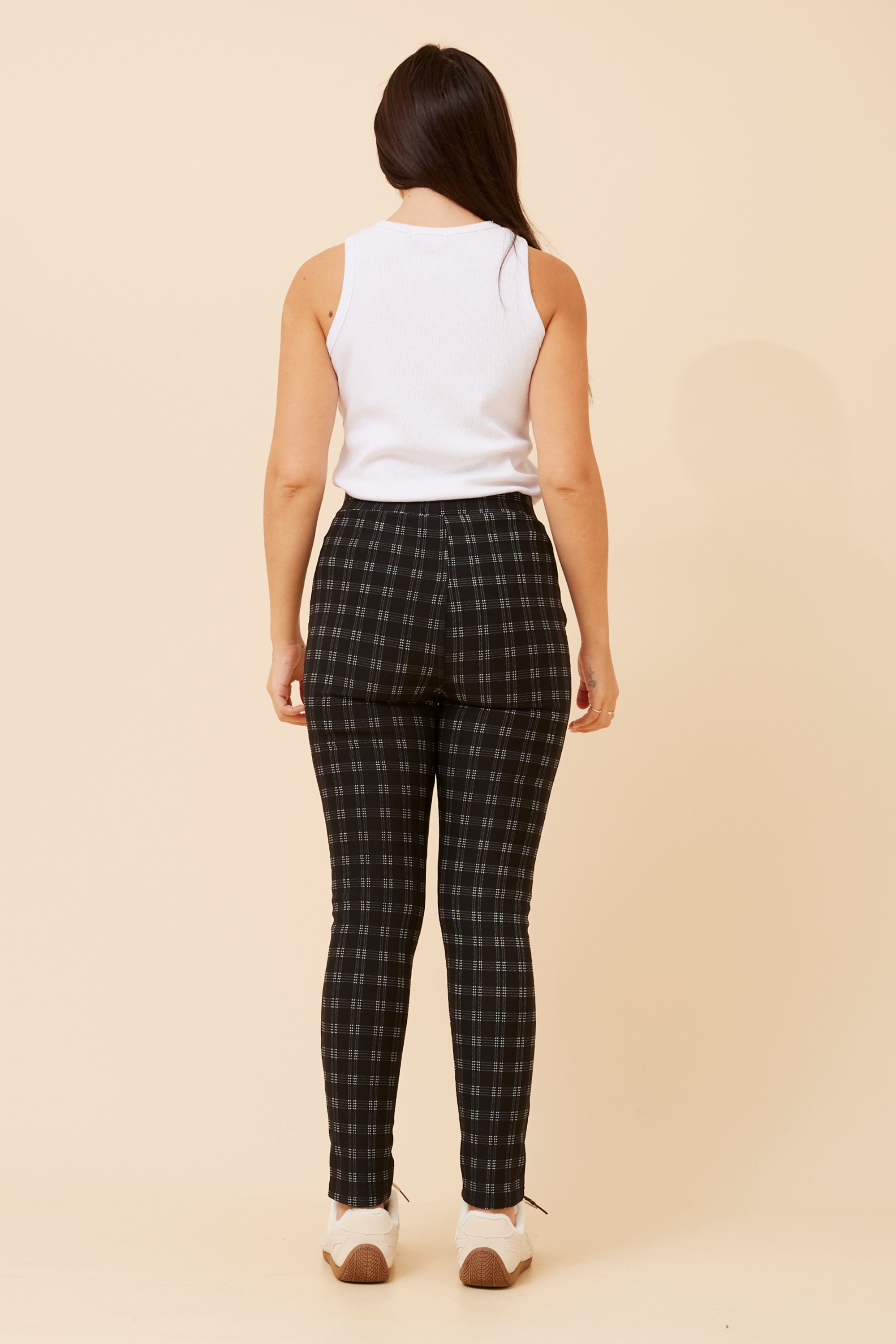 BELLEANNE CHECK PRINT LEGGINGS