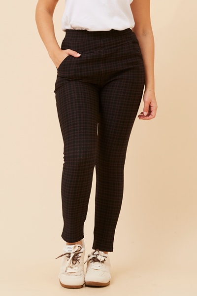 BELLEANNE CHECK PRINT LEGGINGS
