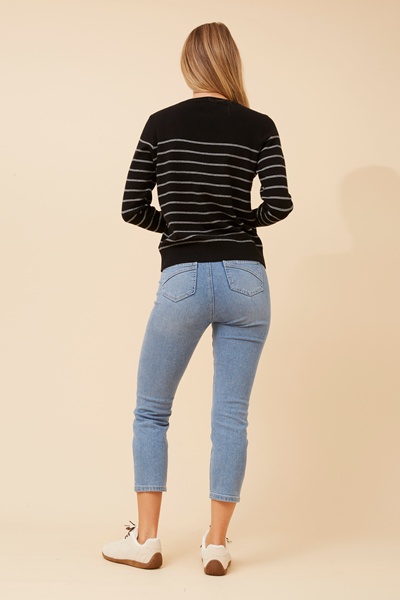 BELVA STRIPE PRINT KNIT PULLOVER