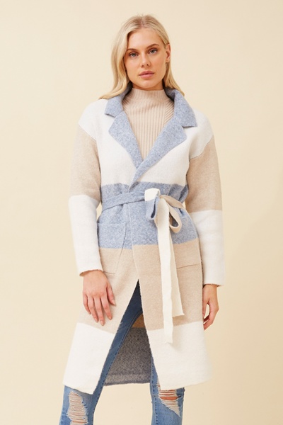 BENATA COLOURBLOCK KNIT COATIGAN