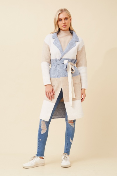BENATA COLOURBLOCK KNIT COATIGAN