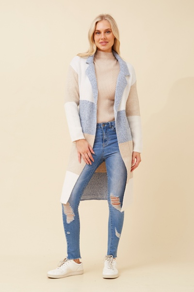 BENATA COLOURBLOCK KNIT COATIGAN